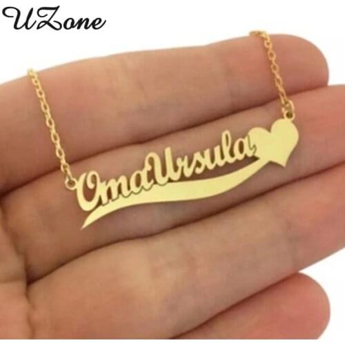 UZone Xmas Personlized Stainless Steel Necklaces Customized ID Name Necklaces for Women Christmas Gifts Femme Bijoux