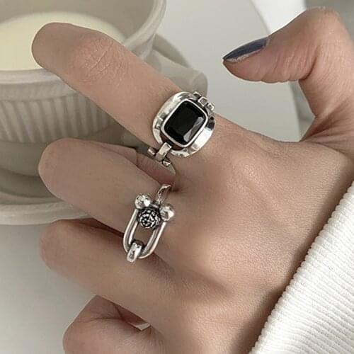 Vintage Aesthetic Rings for Women New Fashion U-Shaped Horseshoe Jewelry Designer Adjustable Geometric Couple Wedding Gift 2021