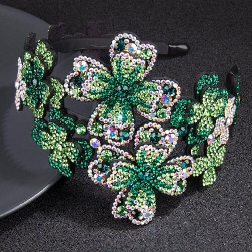 High quality full rhinestone color large flowerheadband with wide edge and toothed non-slip crystalheadband with brideheadpiece