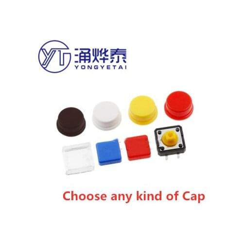 YYT 20PCS Button touch switch B3F-4055 12*12*7.3 Round cap Square cap red blue yellow black white Transparent Hot wholesale
