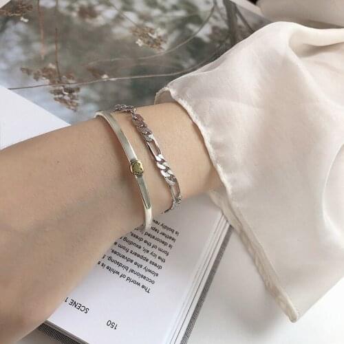S925 sterling silver bracelet female Korean version of the smiling face bracelet simple personality child mother bracelet ins