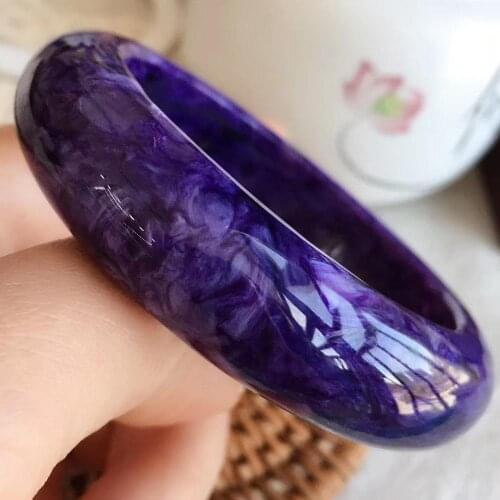 Genuine Natural Purple Charoite Gemstone Beads Bracelet Bangle Inner Diameter 53mm Crystal Lady For Women Fashion AAAAAA