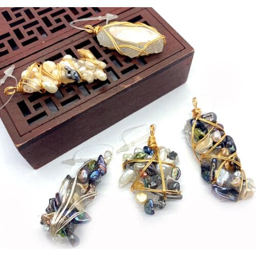 Natural Freshwater Pearl Pendant Hand-wound Irregular Shape Handmade Decorative Jewelry Making Gift DIY Necklace Pendant 1pc