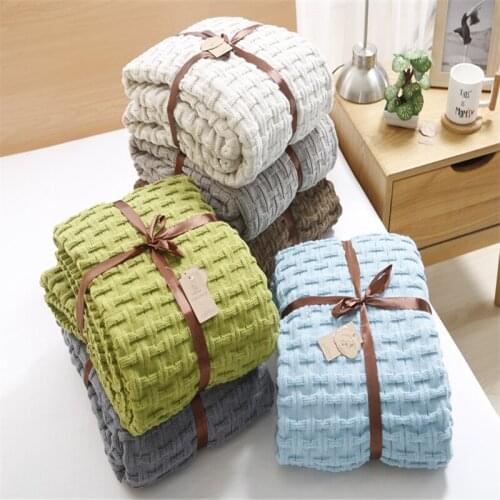 1-Piece Cotton Blanket Solid Color Throw Blanket On the Bed Sofa Queen Size Machine Office Blankets Washable 120x180cm
