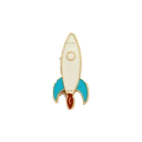 12pcs/ lot fashion jewelry accessories metal enamel ufo rocket planet pin badge