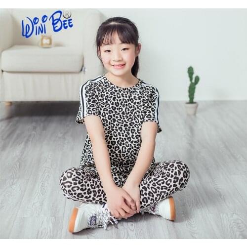 Girls Clothing Set 2020 Summer Leopard print Girls Clothes Kids T Shirt+Leggings 2PCS Suits For Girls Clothes 8 10 12 14 16Years