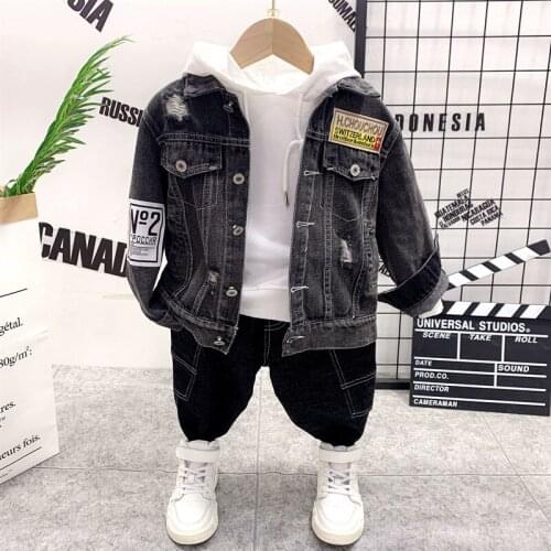 3pcs Toddler Kids Baby Boy Clothes Set Boys Denim jacket + Hoodie + jeans childrens Clothing leisure suit Boys Outfits