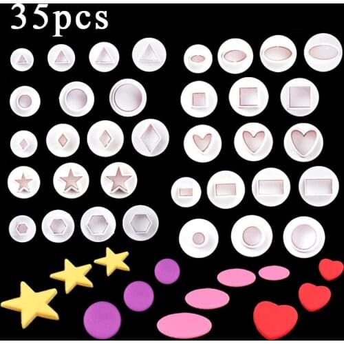 35PCS Geometric Biscuit Cookie Cutter Baking Mold Kitchen Bunny Pattern Pastry Plunger 3D Die Fondant Cake Decorating Tools