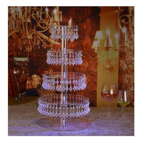 4 tiers Crystal Wedding Cake Stand with bead strand Macaron Stand Cupcake holders Wedding Decoration