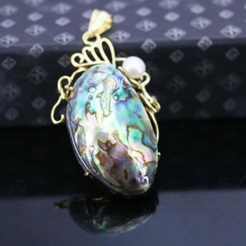 40*24mm Hot sale stripe Abalone seashells White freshwater pearl pendant crafts jewelry Accessories women gifts Series