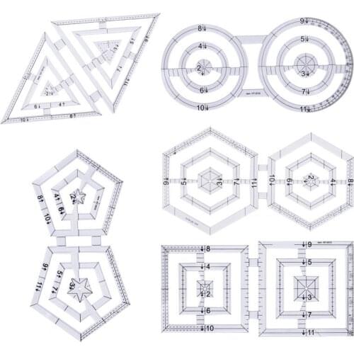 5PCS Patchwork Ruler Quilting Tools Handmade Quilt Templates High Grade Acrylic Material Sewing Tailor Ruler Scale School Supply