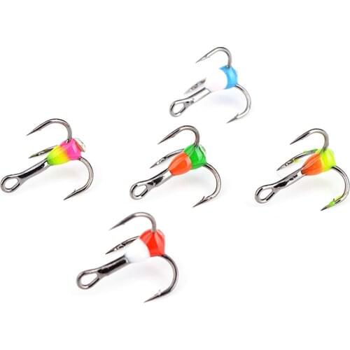 5pcs High Carbon Steel Fishing Hooks Treble Barbed Winter Ices Fishing Treble Hooks Fishing Equipment Pesca Accesorios Mar