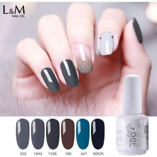 6 Pcs lot Classic Gray Series Nail Gel Polish Soak Off Long Lasting IDO Gel Nail Lacquer UV LED Grey Series Color Gel Varnish
