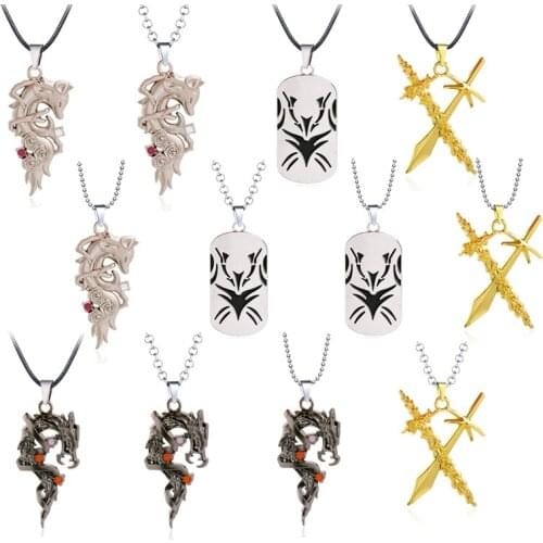 Anime YuYu Hakusho Weapon Necklace Kuwabara Kazuma Fox Black Dragon Pendant Choker Urameshi Yuusuke Sword Cosplay Men Dog Tags