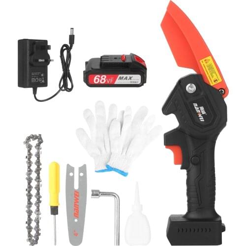 21V Cordless Chainsaw 4-Inch Electric Brush Pruning Saw 2.0A Rechargeable Lithium Battery Powered Tree Branch Pruner