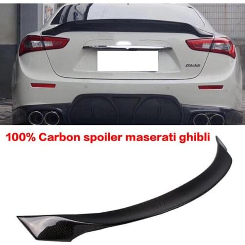 CEYUSOT For Ghibli 3.0t Real Carbon Fiber Spoiler Wing Car Trunk Rear Tail Fin Maserati Ghibli P STYLE Spoiler Accessories 2014