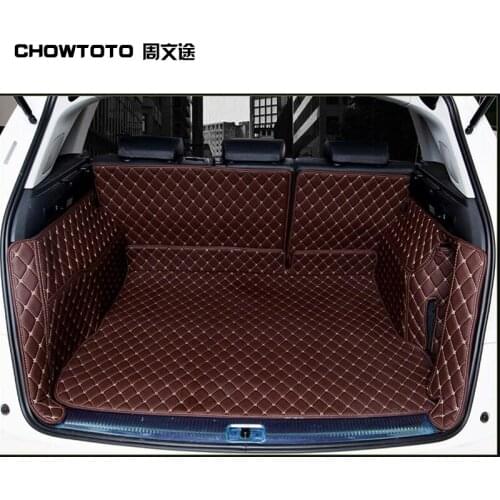 CHOWTOTO Durable Waterproof Leather Luggage Carpets Custom Special Trunk Mats for Audi Q1 Q3 Q5 Q7 Luggage Pad