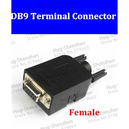 D-SUB DB9 female 9Pin Plug Breakout Board Terminals Connector Screw Type Black Plastic Cover 2pcs
