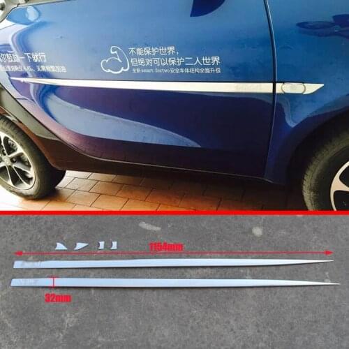 For Benz Smart Fortwo 2014 2015 2016 2017 Stainless Steel Car Decoration Side Door Line Garnish Body Molding Moulding Trim