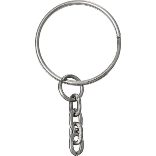 Doreen Box 2015 new Key Chains & Key Rings Round Silver Color Keychain 4.8cm(1 7/8"),100PCs