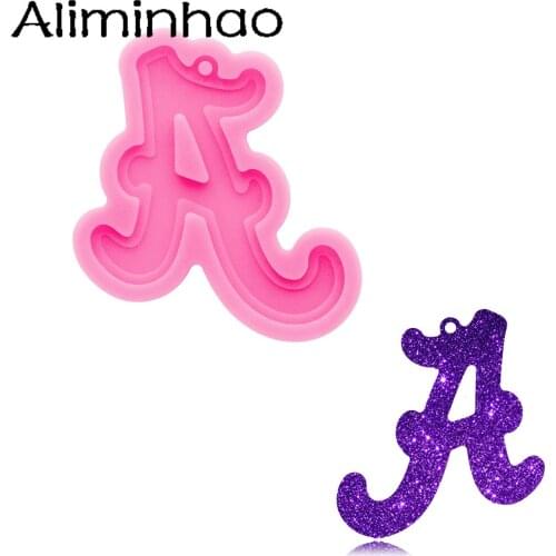 DY1382 Gloss letter A Silicone Keychain Molds, Resin Mold to Make crafts with Epoxy, Fondant Cake Baking Mould