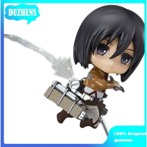 100% Original genuine Attack On Titan Mikasa Ackerman Q version figma PVC Action Figure Anime Figure Model Toys Figure Doll Gift
