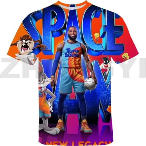 3D Space Jam A New Legacy T Shirt Summer Streetwear Oversized Tshirt Short Sleeve Basketball Team Tee Tops Tune Squad T-shirt