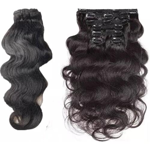 Halo Lady Beauty Body Wave Clip Ins Human Hair Real Hair Extensions Double Weft 120g 8Pcs/set Clips Hair Brazilian Hair Non-Remy