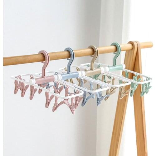 Useful New 12 Clip Folding Drying Rack Underwear Socks Clip Multi-functional Clothes Rack Hot Sale High Quality New Patterns