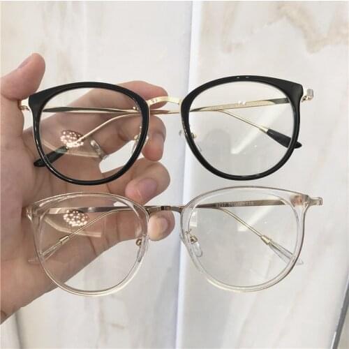 Elbru Fashion Women Men Metal Glasses Frame Retro Round Frame Optical Glasses Computer Eyewear Clear Lenses Eyeglasses