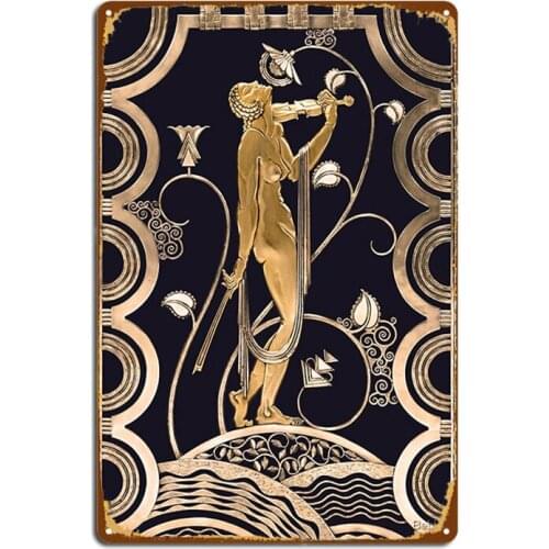 Muse With Violin - Gold Ornament Feher Jazz Age Metal Signs Cinema Kitchen Club Bar Funny Plates Tin sign Posters