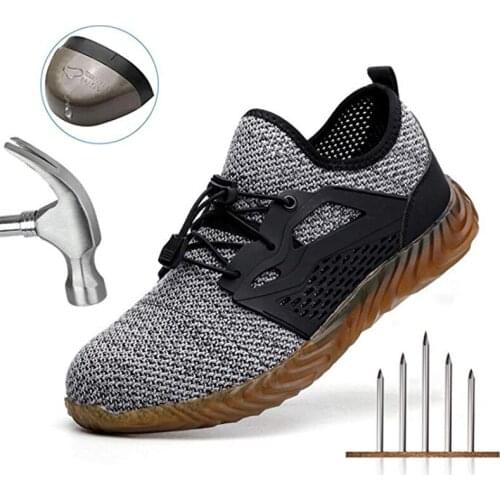 Men Work Steel Toe Safety Shoes Breathable Lightweight Industrial Construction Non Slip Puncture Proof Composite Toe Shoes