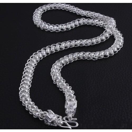 BOCAI New Real pure s999 pure silver mens jewelry leading domineering personality thick chain fashion Man necklace