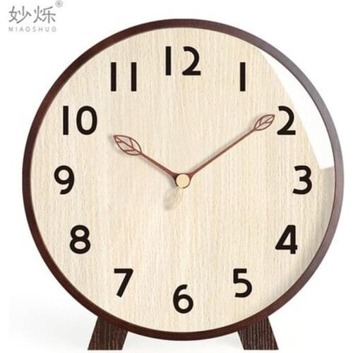 Nordic Creative Wall Clock Modern Living Room Bedroom Solid Wood Table Clock Silent Clocks Wall Home Decor Wall Watch Brief