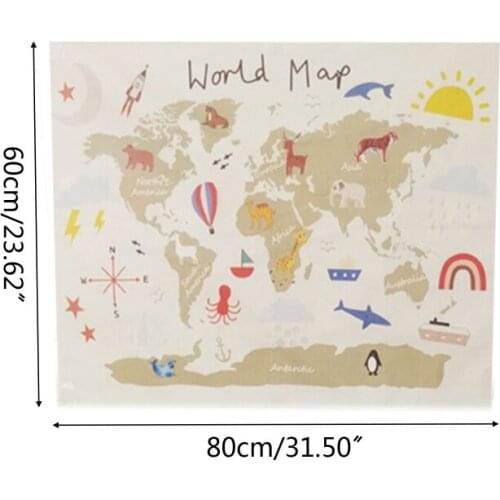Nordic Educational Kids Room World Map Art Canvas Wall Hanging Painting Picture N0HD