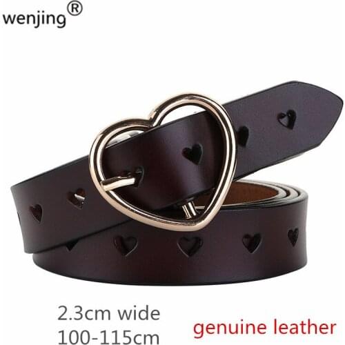 2020 new Women real leather belt with Hollow fleece design Love pin buckle cowhide genuine leather belt