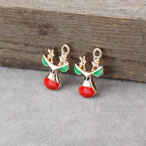 Wholesale 30 pcs/lot Enamel Alloy UV Gold-color Jewelry Deer Pendants charms for bracelet necklace DIY jewelry making 80140