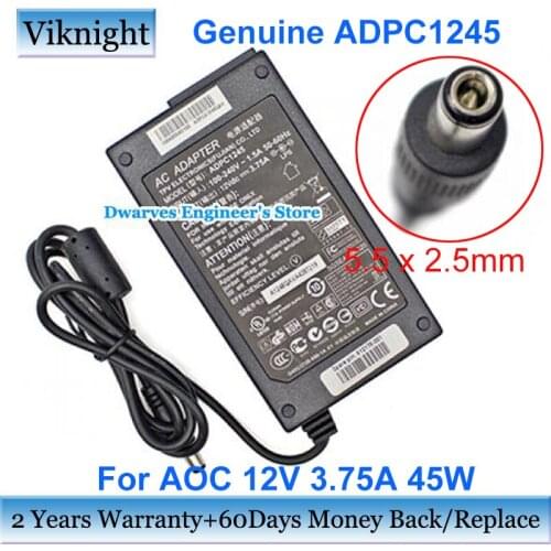Orignal ADPC1245 12V 3.75A AC Adapter Power Supply ADPC12416AB For AOC 230LM00023 For PHILIPS 239C4Q E2271HDS 227E4QH 239C4QHSW