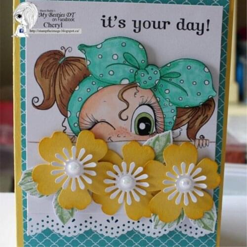 Girl Transparent Clear stamps and metal cutting dies