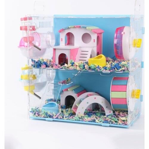 Transparent Double-layer Hamster House Acrylic Single-layer Guinea Pig Cage Small Pet Oversized Villa Supplies Toys