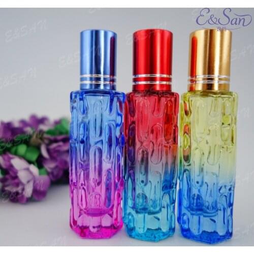 PSZL09-10ML Beautiful Color Aluminum Cover Glass Cosmetics Perfume Roll On Empty Bottle 100pcs/lot