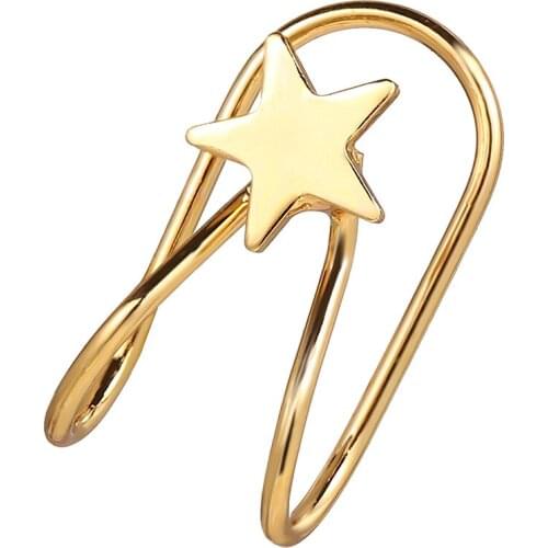 Gold Color Without Pierced Clip Earrings Star Shaped Ear Bone Earcuff Earrings for Women Non Piercing Cuff Wrap Earring Jewelry