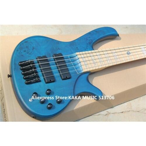 Blue 5 Strings Electric Bass with Battery Maple Fingerboard Wholesale From China Best