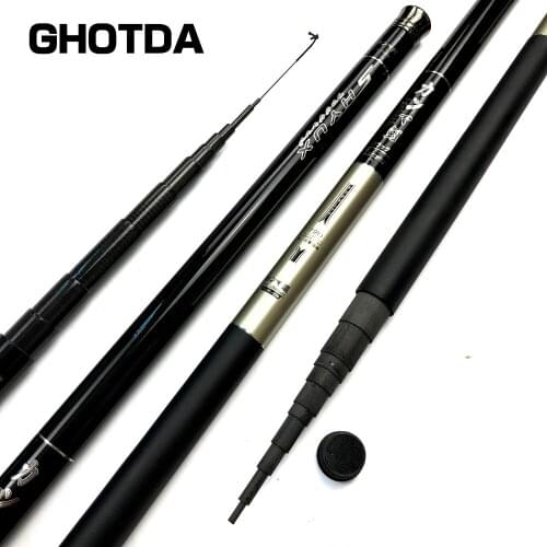 Telescopic Fishing Rod Stream Pole Carbon Fiber Hard Ultralight Portable Fishing Pole 3.6m-7.2m