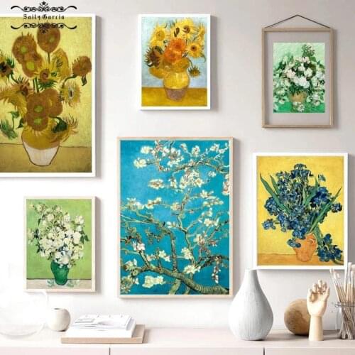 Van Goghs Famous Works Wall Art Flowers Posters and Prints Floral Canvas Painting Nordic Home Decoration Oil Painting Pictures