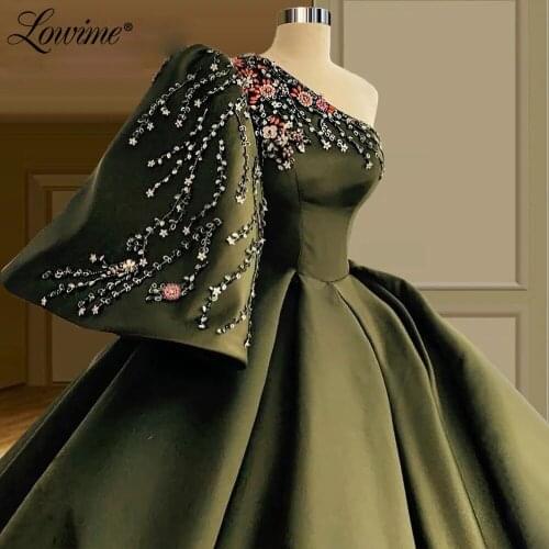 Vintage Green Beading Couture Dubai Middle East Women Evening Dresses 2021 Newest Saudi Arabia Party Dress Long Prom Dresses