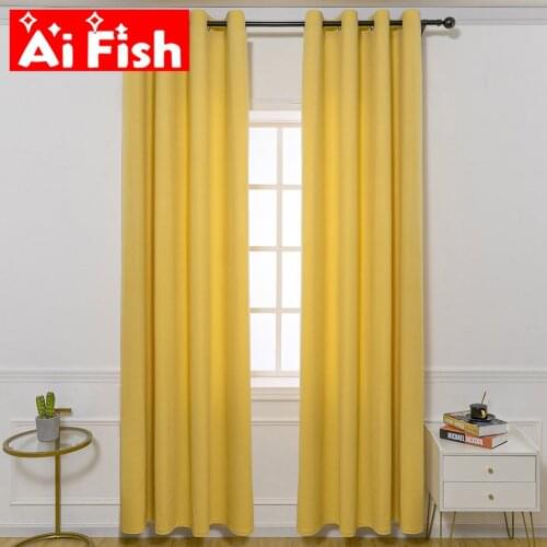 Purple Modern Blackout Curtains For Living Room Yellow Solid Physical Shading and Heat Insulation Drapes Kitchen Fabric #2