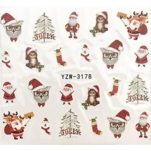 YZWLE 1 PC Nail Wrap Christmas Nail Stickers Nail Art Decorations Santa Transfer Decals Accessories Tip Manicure Tool