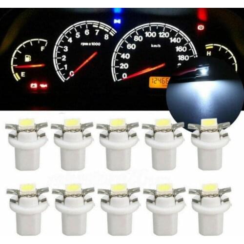 10PCS NEW T5 B8.5D 5050 SMD Super Bright LED Lamp Car Panel Gauge Dash Bulb Auto Dashboard Instrument Cluster Light