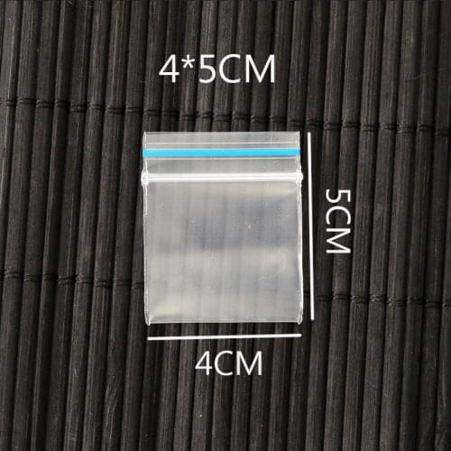 100pcs/lot 4x5cm PE Transparent Blue Border Plastic Gift Packaging Bags For Rings Earrings Jewelry Ziplock Bags